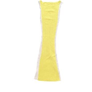 Yellow and White Sleeveless Ribbed Dress